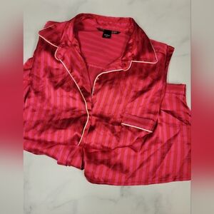 Victoria's Secret Pink Striped Satin Shorts Pajamas Set